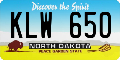 ND license plate KLW650