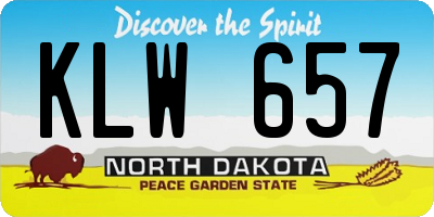 ND license plate KLW657