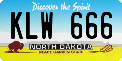 ND license plate KLW666