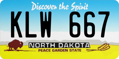 ND license plate KLW667