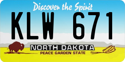 ND license plate KLW671
