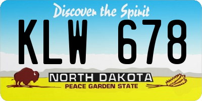 ND license plate KLW678