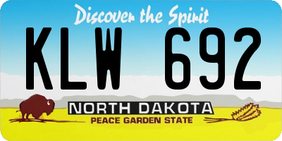 ND license plate KLW692