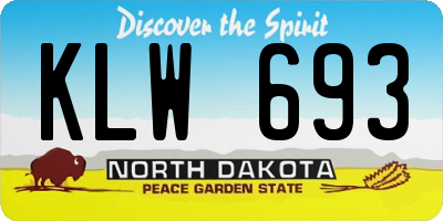 ND license plate KLW693