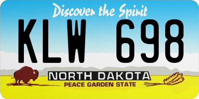 ND license plate KLW698