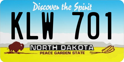 ND license plate KLW701