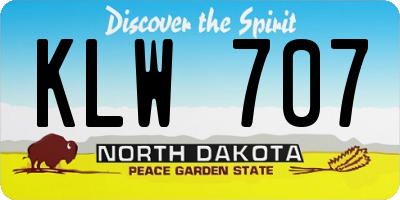 ND license plate KLW707