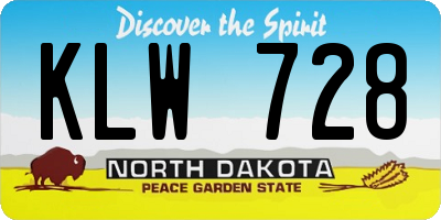 ND license plate KLW728