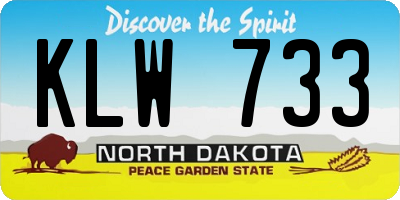 ND license plate KLW733