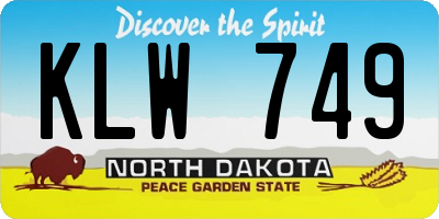 ND license plate KLW749