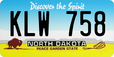 ND license plate KLW758