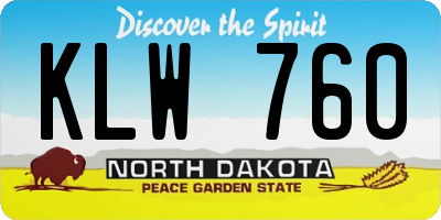 ND license plate KLW760