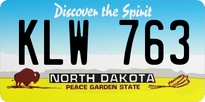 ND license plate KLW763