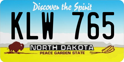 ND license plate KLW765