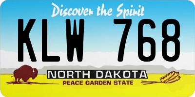 ND license plate KLW768