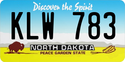 ND license plate KLW783