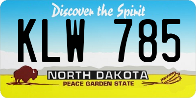 ND license plate KLW785