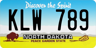 ND license plate KLW789