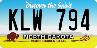 ND license plate KLW794