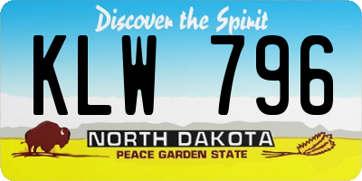 ND license plate KLW796