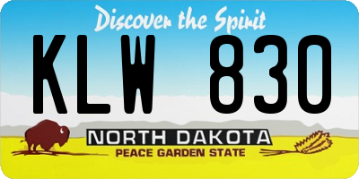ND license plate KLW830