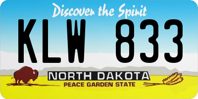 ND license plate KLW833