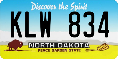 ND license plate KLW834