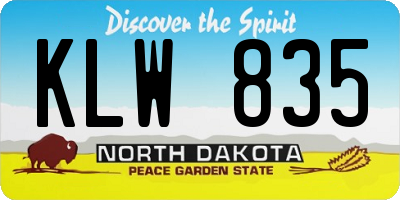 ND license plate KLW835