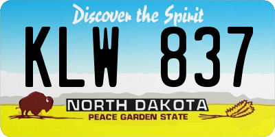 ND license plate KLW837