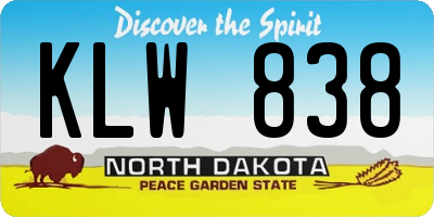 ND license plate KLW838