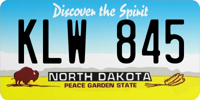 ND license plate KLW845