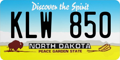 ND license plate KLW850
