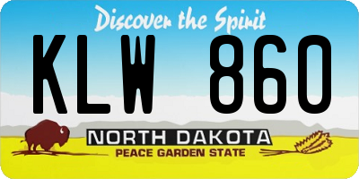 ND license plate KLW860