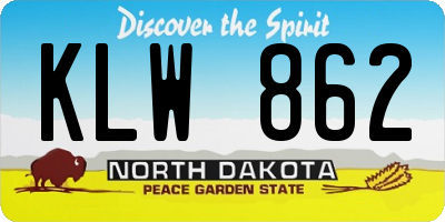 ND license plate KLW862