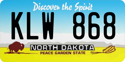 ND license plate KLW868