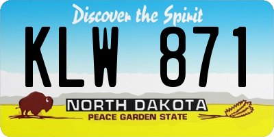 ND license plate KLW871