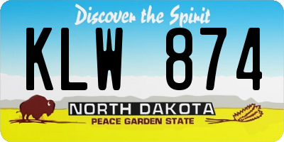 ND license plate KLW874