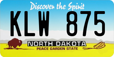 ND license plate KLW875