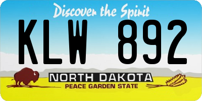 ND license plate KLW892