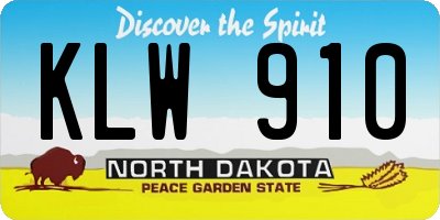 ND license plate KLW910