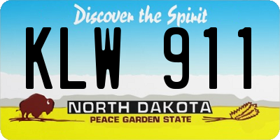 ND license plate KLW911