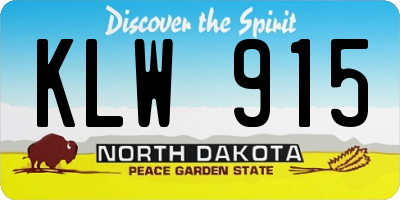 ND license plate KLW915