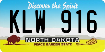 ND license plate KLW916