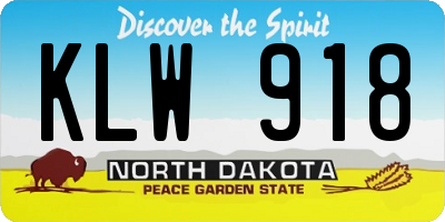ND license plate KLW918