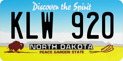 ND license plate KLW920