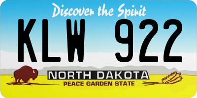 ND license plate KLW922