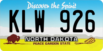 ND license plate KLW926