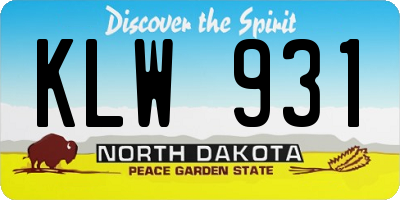 ND license plate KLW931