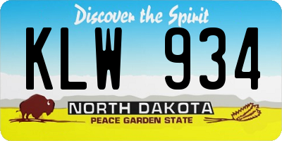 ND license plate KLW934