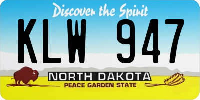 ND license plate KLW947